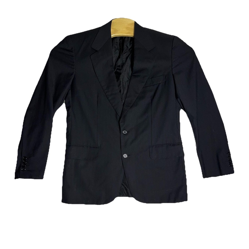 Brioni Augusto Wool Silk 2 Button Blazer size 00R James Bond 007 Black Navy Stri